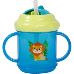 Поильник-непроливайка Курносики с силиконовой трубочкой с ручками 200 мл голубой (7026 гол)