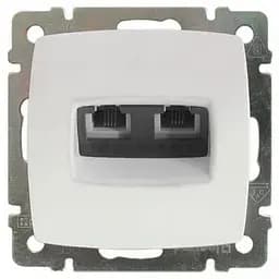 Розетка телефонная Brille 2х RJ11 белая суно (774039)