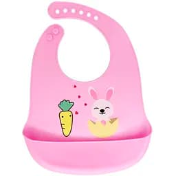 Слюнявчик силиконовый Mega Zayka Зайка с карманом MGZ-0611 (Pink)