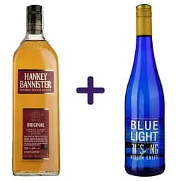 Набір: Віскі Hankey Bannister Original Blended Scotch Whisky 40% 0.7 л + Вино Hechtsheim Riesling Blue Light біле напівсолодке 0.75 л