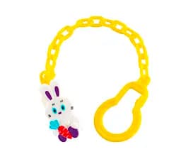 Ланцюжок для пустушки Baby Team Звірятка, жовтий (3332_зайчик)