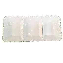 Менажниця порцелянова на 3 секції для закусок 30×14×3.5 (см) тарілка прямокутна для сервірування Білий Yiwu 120-YH-HG016