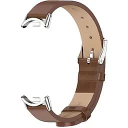 Кожаный ремешок Mijobs для фитнес браслета Xiaomi Smart Band 9 Brown Silver