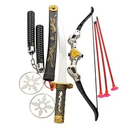 Игровой набор Ниндзя с оружием, лук, 3 стрелы с присосками, меч, нунчаки, 2 сюрикена, 8610