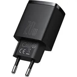 Зарядний пристрій Baseus Compact Quick Charger 20W USB-A/USB-C Black - мініатюра 2