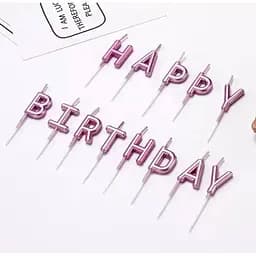 Свечи для торта “Happy Birthday” набор букв розовые, декоративные свечи надпись для дня рождения, праздничные свечи буквы