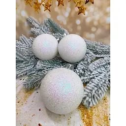 Набір ялинкових куль Блиск 80 мм 6 шт Білий