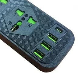 Мережевий подовжувач фільтр на 4 розетки та 3 USB переносна розетка-подовжувач 3,4A та 1 Type-C Power Socket J02 - мініатюра 2