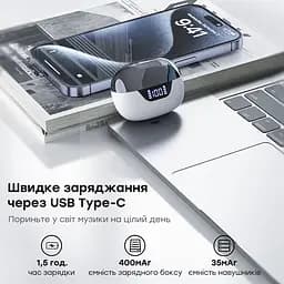 Бездротові навушники Choetech BH-T60 White TWS, Bluetooth 5.3, ANC+ENC, LED-дисплей (43-00135) - мініатюра 10