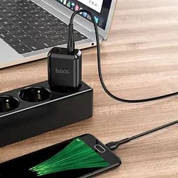 Мережевий зарядний пристрій Hoco 2 USB Hoco N7 Speedy 2.1A Black + USB Cable XiaomicroUSB - мініатюра 4