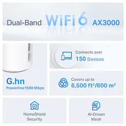 Система WiFi-Mesh Deco PX50 AX3000, 3xGE LAN/WAN, 2 мод, Powerline G1500 TP-Link teh0017229 - мініатюра 4