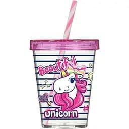 Стакан с трубочкой Herevin Unicorn пластиковый 450 мл (161441-003)