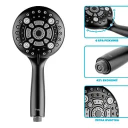 Водозберігаюча душова лійка Drop SPA6F-MULTI120B "Туман" із 6 SPA потоками - Економія 66% - мініатюра 3