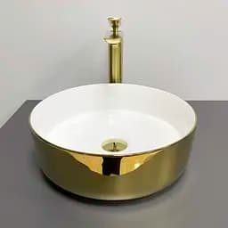 Умивальник VBI Prato gold white накладний VBI-011415, Золотий - мініатюра 4