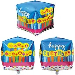 Фольгована кулька Mcolour Balloon куб “Happy Birthday ” наповнення повітрям або гелієм для тематичних вечірок Синій