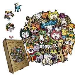 Пазл деревянный Планета Щенков, А5, Картонная коробка 35 элементов