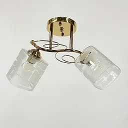 Люстра в золотому корпусі на 2 квадратних плафони | Line F | Арт. 6671/2 B GD