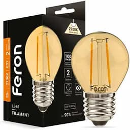 Світлодіодна лампа Feron LB-61 G45 золото 230V 2W E27 2700K (1866)