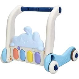 Дитяча каталка-ходунки 997-68A-B з музикою, світлом, трьома брязкальцями та килимком, синя