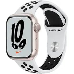 Смарт-годинник Apple Watch Nike Series 7 GPS 45mm Starlight Aluminum Case with Pure Platinum/Black Nike Sport Band (MKNA3) [65347]