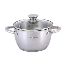 Кастрюля 1.5 л из нержавеющей стали с крышкой и полыми ручками для индукции и газа KM-4900, Kamille Серый 87478