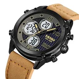 Наручний годинник чоловічий 1975LLTBNWT Light Brown-White Leather. Skmei acs0030446 - мініатюра 2
