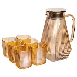Кувшин 1.8 л со стаканами 6 штук по 200 мл для напитков Коричневый Yiwu HP-19-39