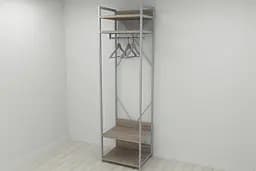 Шафа Гардероб Уні секція 2 серії Конект Ferrum-decor 220x60x50см Сірий метал ДСП Дуб Сонома Трюфель 32 мм (FRD-104542)