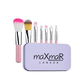 Набір пензлів для макіяжу MaXmaR 7 шт. у металевому футлярі PINK MB-210