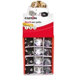 Іграшка для котів Camon мишка, штучне хутро (біла, сіра, чорна) з пищалкою 7 см (AG018/A)
