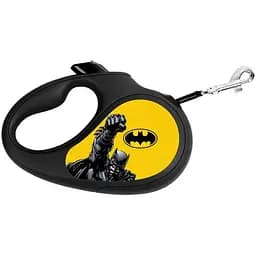 Повідець-рулетка для собак Waudog R-leash Бетмен Жовтий, світловідбиваючий, S, до 15 кг, 5 м, чорний