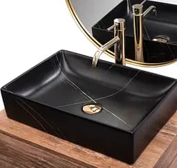 Умивальник Rea Inga накладний black marble mat REA-U8006, Чорний матовий - мініатюра 5