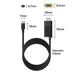 Кабель (перехідник) Xiaomi HAGiBiS USB-C на HDMI 2.1 8K@60Hz / Type-C 100W PD / 2m (SWC10) - мініатюра 3