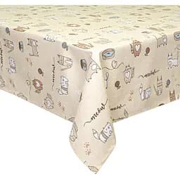 Скатертина Home Line Кіт на кухні напівпанама 150х150 см пісочна (175275)
