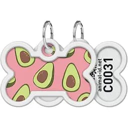 Адресник для собак і котів Waudog Smart ID з QR паспортом, Авокадо 2, L, 40х28 мм