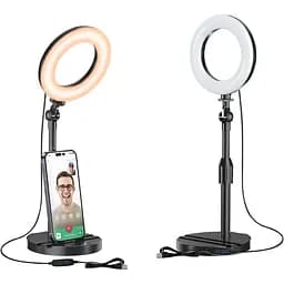 Кільце настільного освітлення з телескопічною підставкою, дорожній стіл hello light для телефону, селфі, ноутбук, відеодзвінки zoo