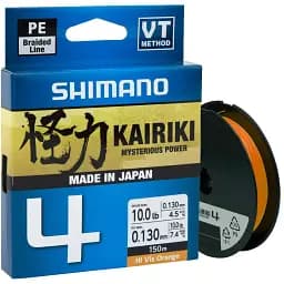 Шнур Shimano Kairiki 4 PE 150 м (Hi-Vis Orange) 0.06 мм 4.4 кг