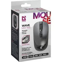 Комп'ютерна мишка Defender Wave MM-995 бездротова 4 кн. до 1600 dpi безшумна сіра (52993) - мініатюра 2