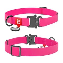Ошейник для собак водостойкий Waudog Waterproof с QR-паспортом металлическая пряжка-фастекс Ш 25 мм Д 34-49 см розовый