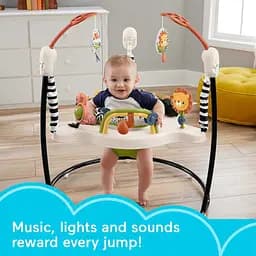 Дитячий ігровий центр Fisher-Price Jumperoo з підсвічуванням та звуком / Розвиваючий ігровий джемпер Бежевий - мініатюра 7