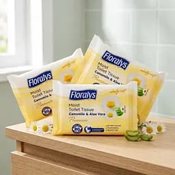 Вологий туалетний папір Floralys Premium Camomille & Aloe Vera м'який 80 шт. змивається - мініатюра 3