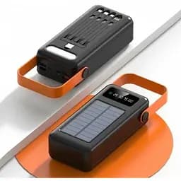 Портативное зарядное устройство для Power Bank ProTech 40000 с фонарем и встроенный кабель адаптер 4 в 1 Черный