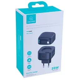 МЗП Usams US-CC209 GaN With Lightning Magnetic Retractable Cable Module XMF Ser. 35W (2USB-C) Black - мініатюра 2