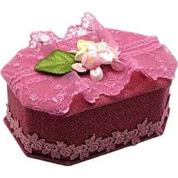 Скриня для біжутерії з дзеркальцем восьмигранна тканина 17х12х8.5 см (77-401)