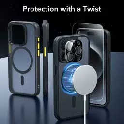 Чохол із склом ESR Classic Pro Case (HaloLock) Set Frosted Black для iPhone 15 Pro Max (1A7240101) - мініатюра 2