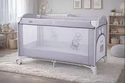 Кровать-манеж детская FreeON Balloon zebra, grey