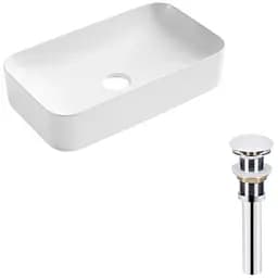 Комплект Qtap Tern: Раковина накладная прямоугольная 610x350x135 мм WHITE + Донный клапан PU02 (QT17112270WN47304)