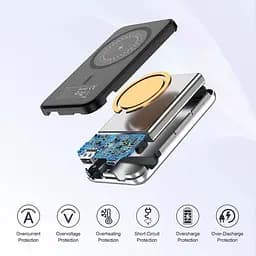 УМБ Choetech Magnetic Wireless 5000mAh USB-A,USB-C In/Out B655 mini silver - мініатюра 7