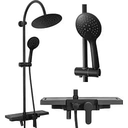 Душова система Rea Vigo чорний матовий з полицею REA-P7001, Чорний матовий