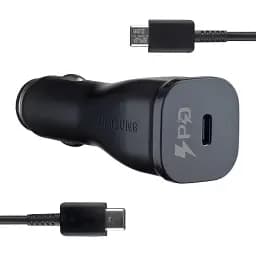 Автомобильное зарядное устройство для Samsung Single Port Car Charger Type-C Port 25W With Cabble Type-C to Type-C High c0py Черный
